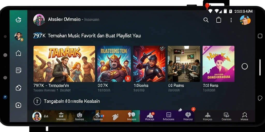 Tampilan antarmuka aplikasi 797K saat memutar musik favorit.