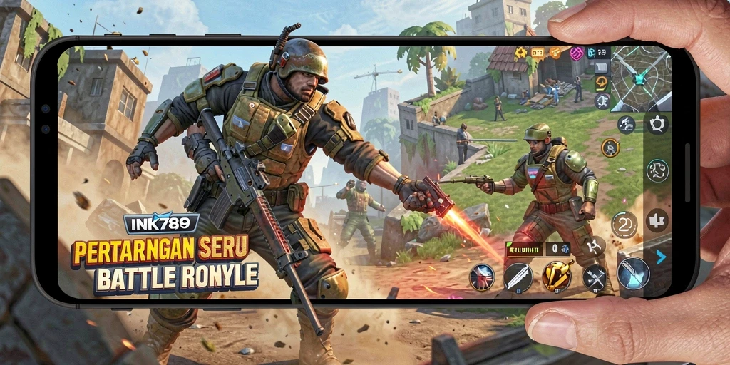 Tampilan gameplay Battle Royale yang mendebarkan di INK789.