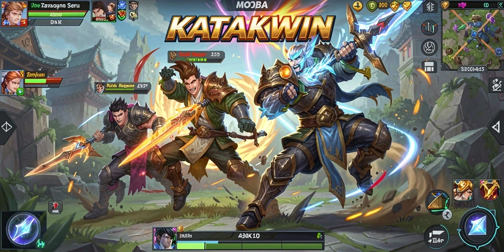 Tampilan gameplay KATAKWIN yang seru dan dinamis.