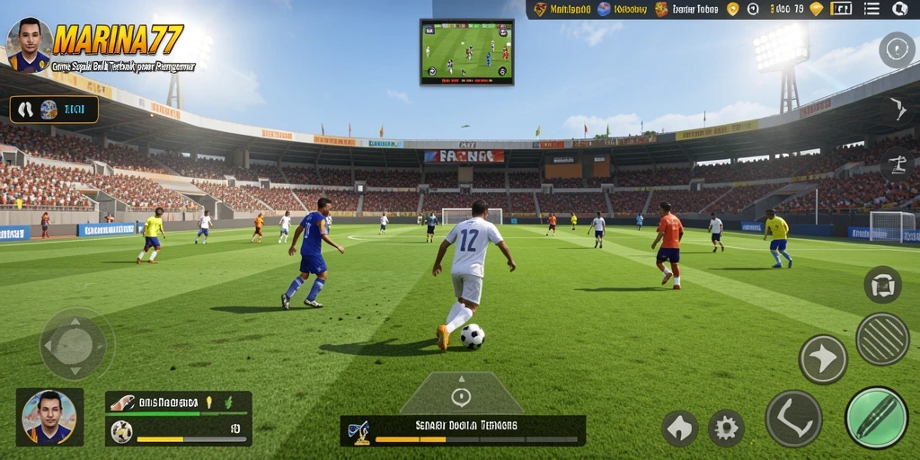 Tampilan gameplay menarik dalam MARINA77 dengan aksi sepak bola yang mendebarkan.
