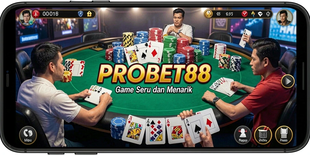 Screenshot gameplay PROBET88 yang menunjukkan momen seru bermain Poker.