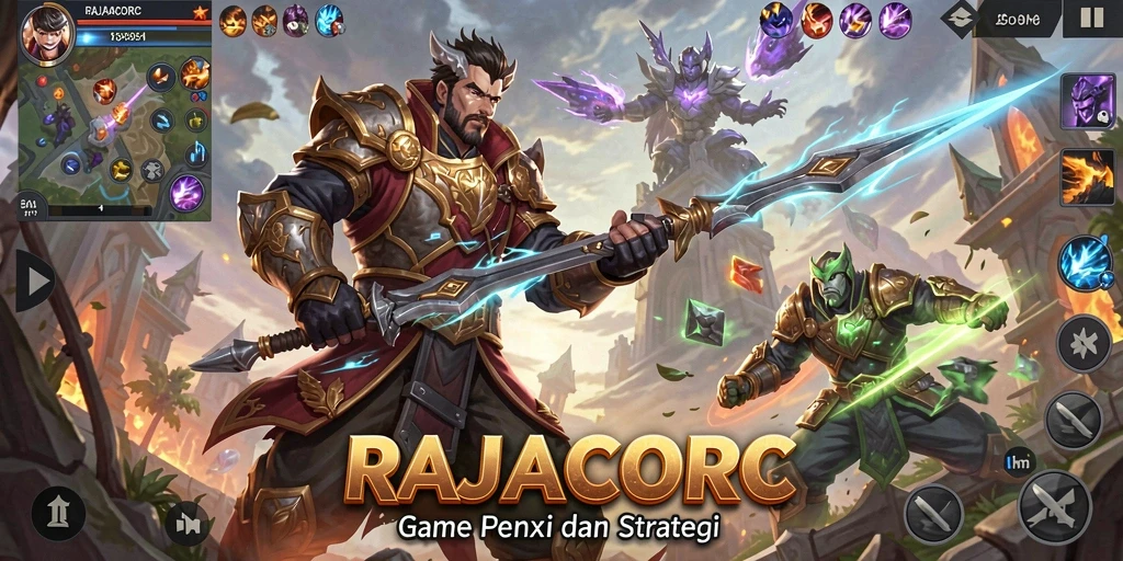 Gameplay seru di RAJACORC saat pertarungan berlangsung.