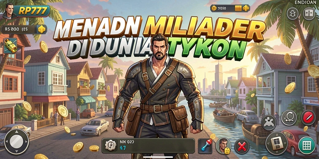 Screenshot utama RP777 menampilkan gameplay manajemen bisnis yang seru.