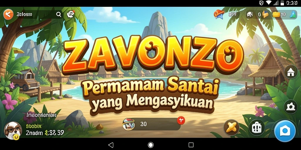 Tampilan gameplay ZAVONZO yang ceria dan menghibur.
